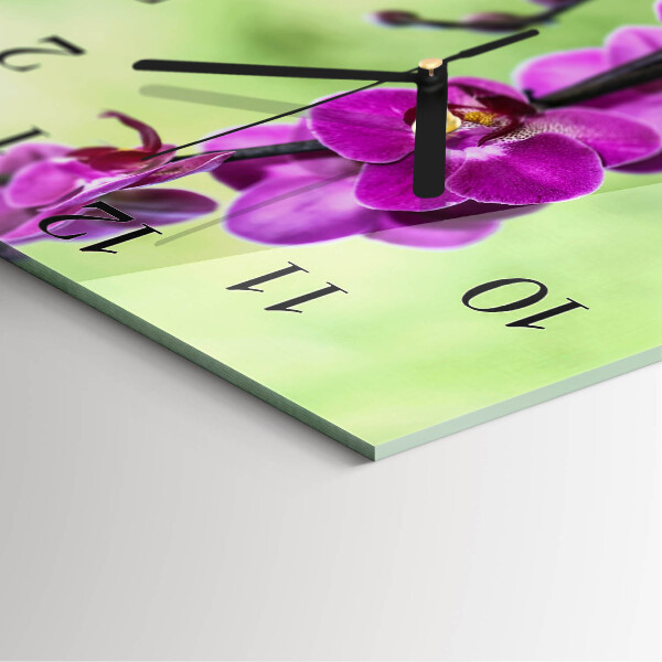 Wanduhr aus glas Orchidee