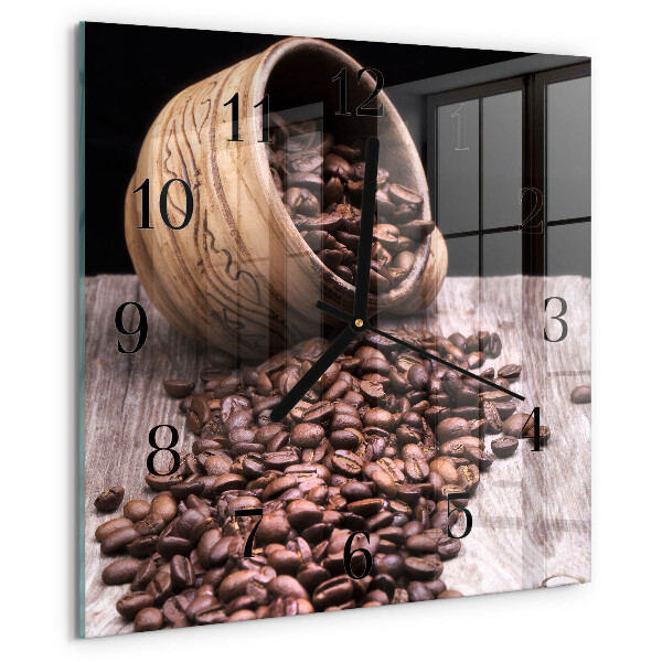 Wanduhr aus glas Kaffeebohnen