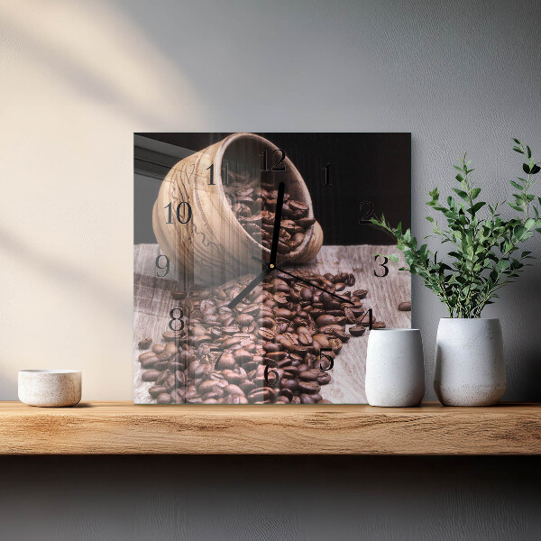 Wanduhr aus glas Kaffeebohnen