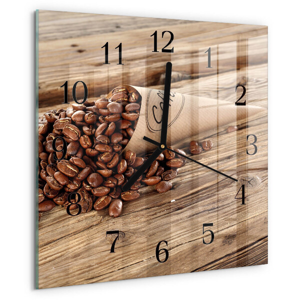 Wanduhr aus glas Kaffeebohnen