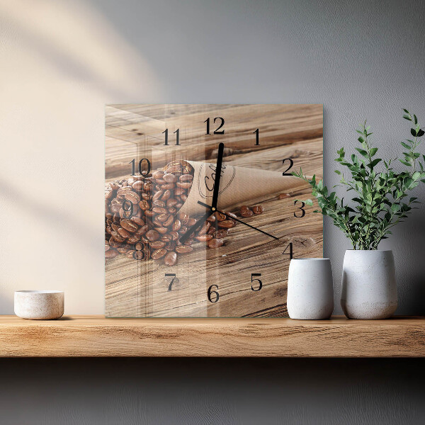 Wanduhr aus glas Kaffeebohnen