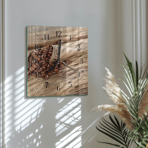 Wanduhr aus glas Kaffeebohnen