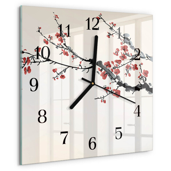 Wanduhr aus glas Blumen