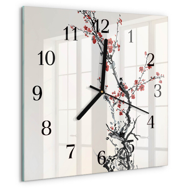 Wanduhr aus glas Blumen