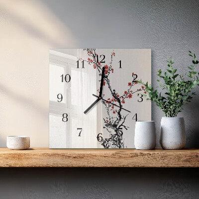 Wanduhr aus glas Blumen
