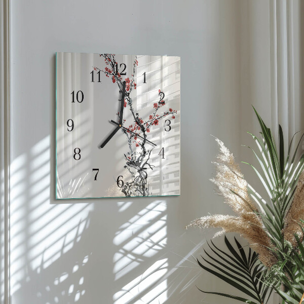 Wanduhr aus glas Blumen