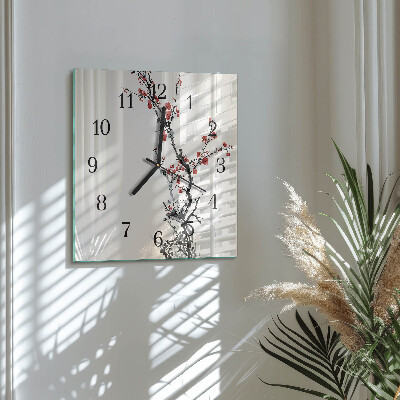 Wanduhr aus glas Blumen