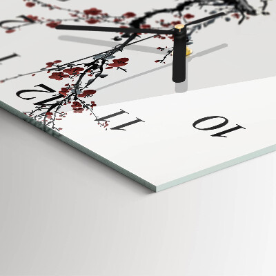 Wanduhr aus glas Blumen