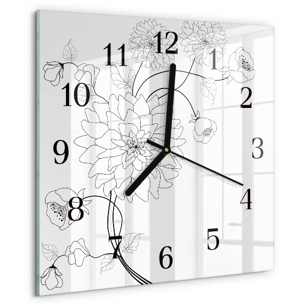 Wanduhr aus glas Blumen