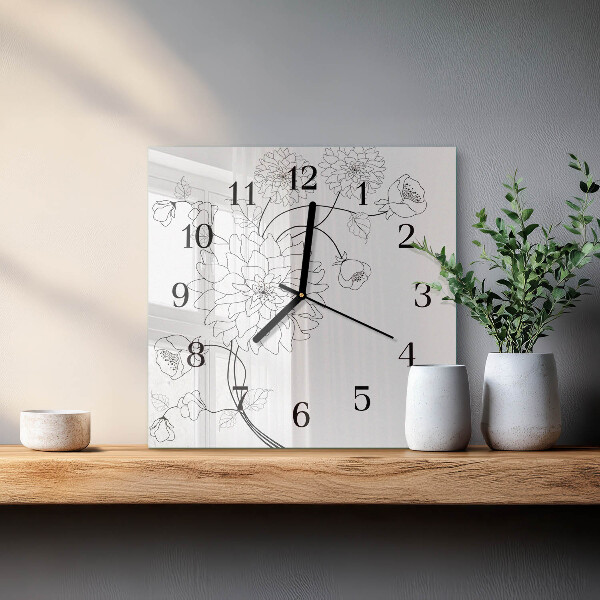Wanduhr aus glas Blumen