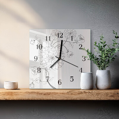 Wanduhr aus glas Blumen