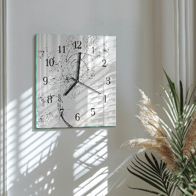 Wanduhr aus glas Blumen