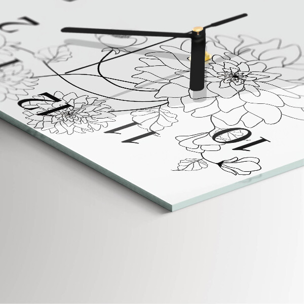 Wanduhr aus glas Blumen