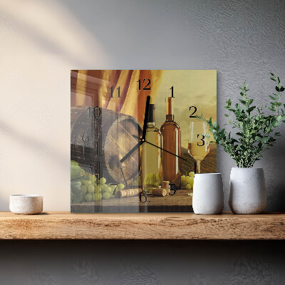 Wanduhr aus glas Weinfass