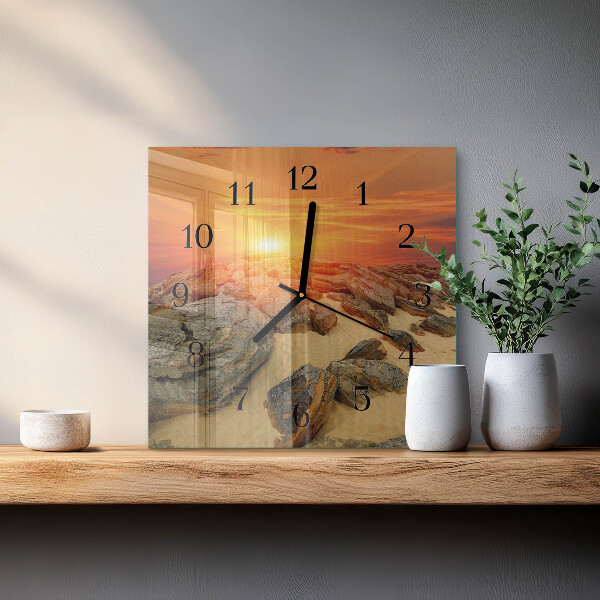 Wanduhr aus glas Sonnenuntergang
