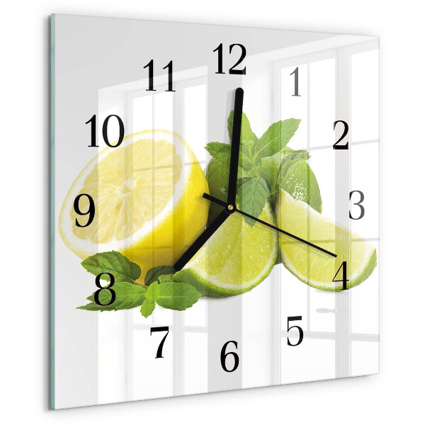 Wanduhr aus glas Zitronenminze