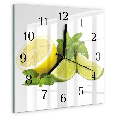 Wanduhr aus glas Zitronenminze