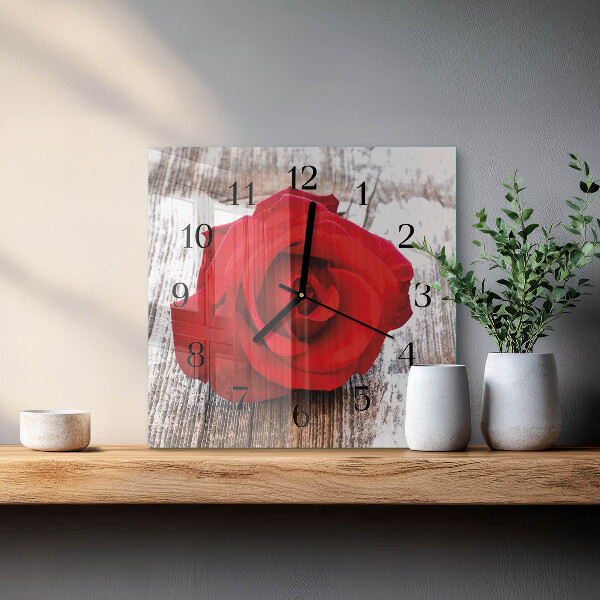 Wanduhr aus glas Rose