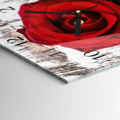 Wanduhr aus glas Rose