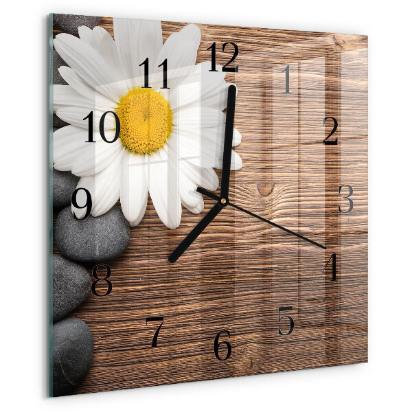 Wanduhr aus glas Gänseblümchen