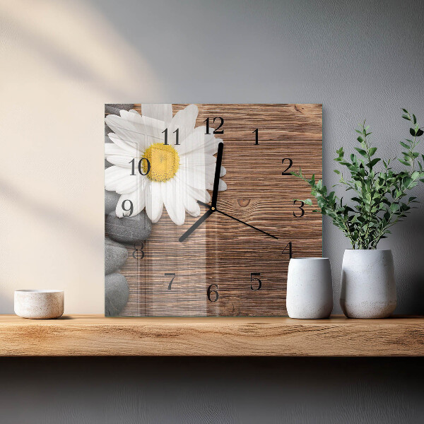 Wanduhr aus glas Gänseblümchen