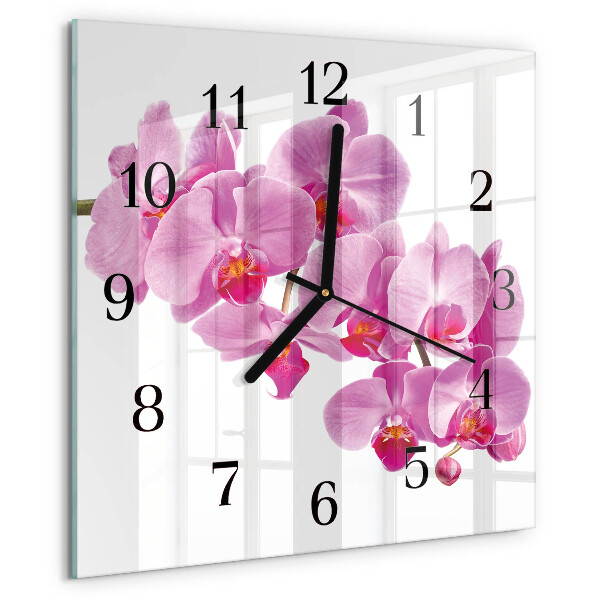 Wanduhr aus glas Orchidee