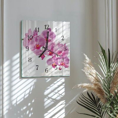 Wanduhr aus glas Orchidee