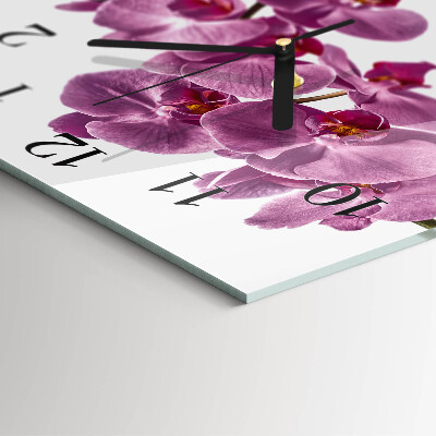 Wanduhr aus glas Orchidee