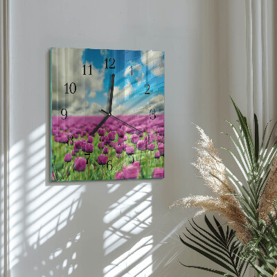 Wanduhr aus glas Tulpen