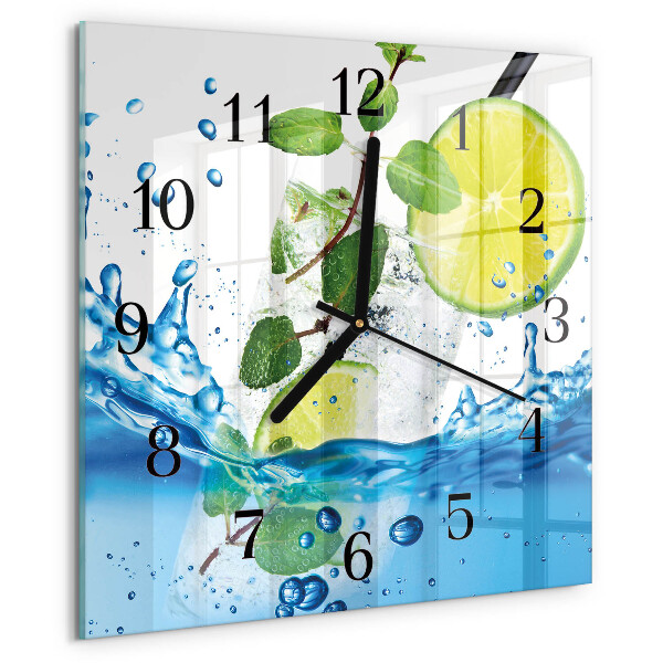 Wanduhr aus glas Limette und Minze