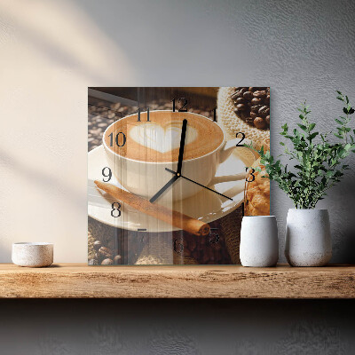Wanduhr aus glas Kaffeeherz