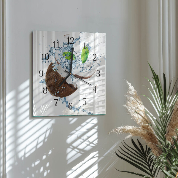 Wanduhr aus glas Kokosnuss