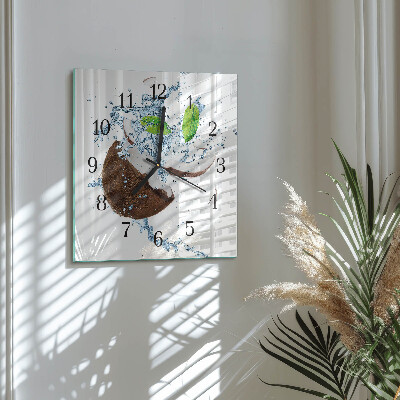 Wanduhr aus glas Kokosnuss