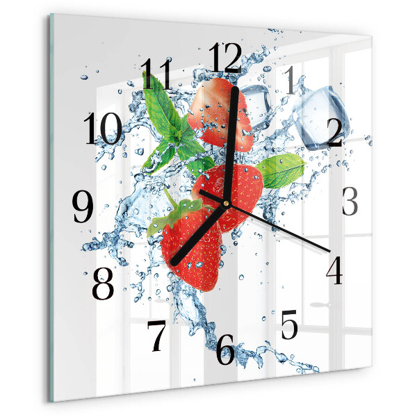 Wanduhr aus glas Erdbeeren