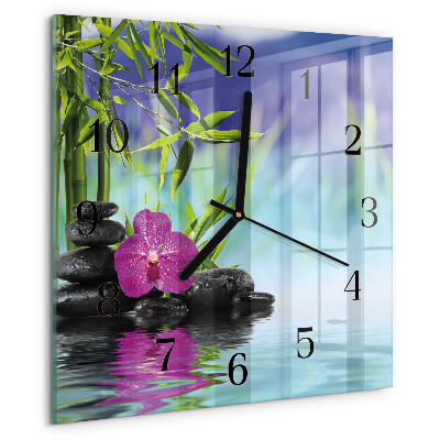 Wanduhr aus glas Spa Orchidee