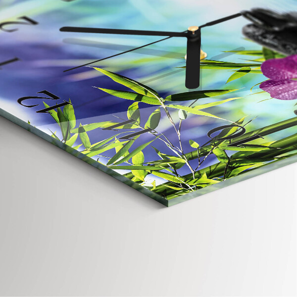 Wanduhr aus glas Spa Orchidee