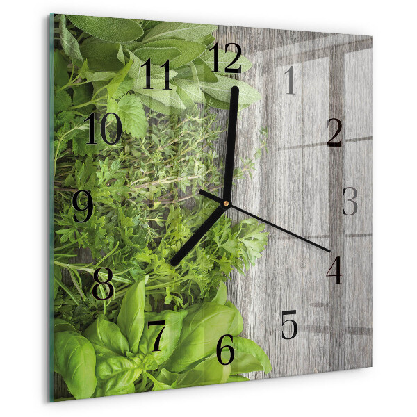 Wanduhr aus glas Kräuter