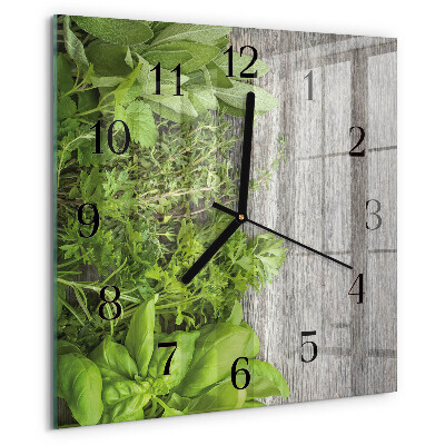 Wanduhr aus glas Kräuter