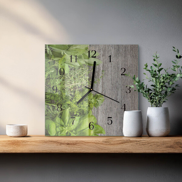 Wanduhr aus glas Kräuter