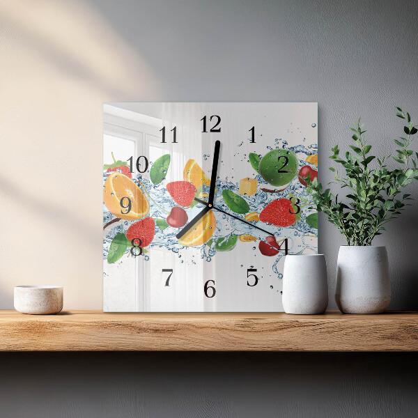 Wanduhr aus glas Obst