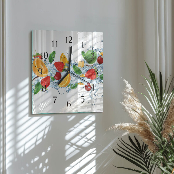 Wanduhr aus glas Obst