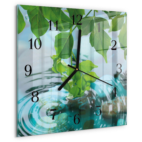 Wanduhr aus glas Blätter