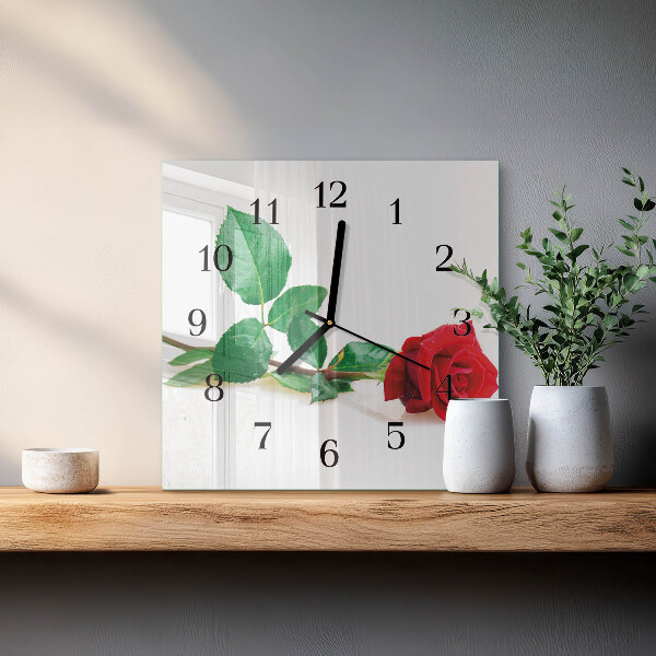 Wanduhr aus glas Rose