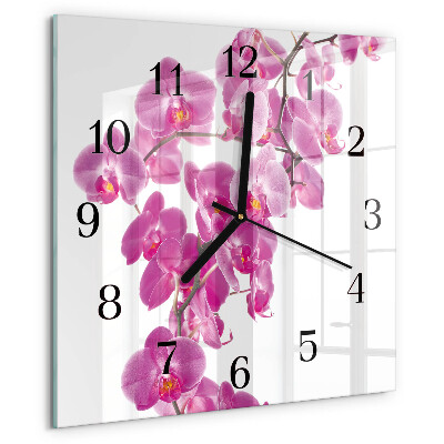 Wanduhr aus glas Orchidee
