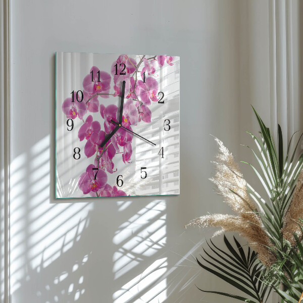 Wanduhr aus glas Orchidee