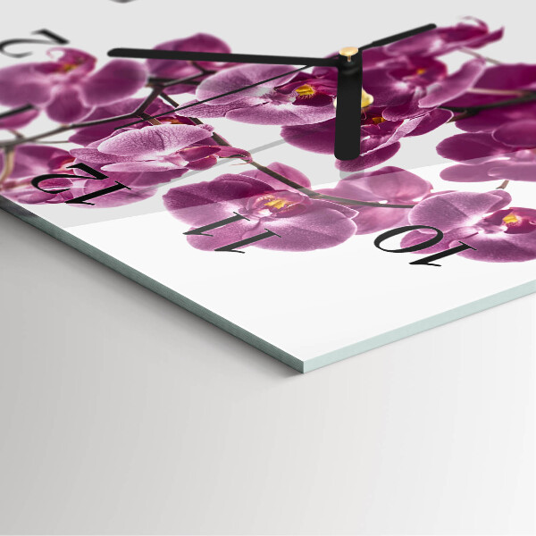 Wanduhr aus glas Orchidee