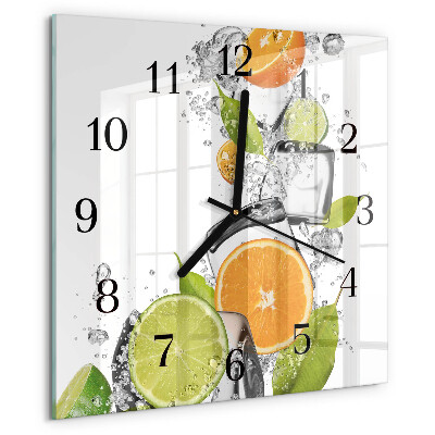 Wanduhr aus glas Zitrusfrüchte