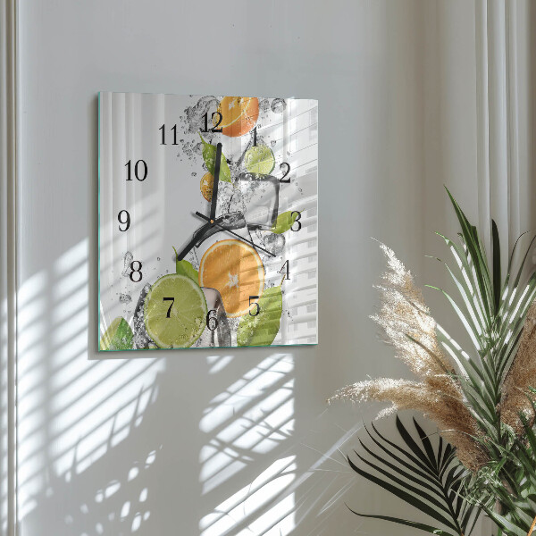 Wanduhr aus glas Zitrusfrüchte