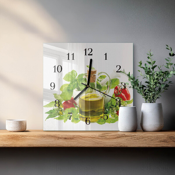 Wanduhr aus glas Basilikumöl