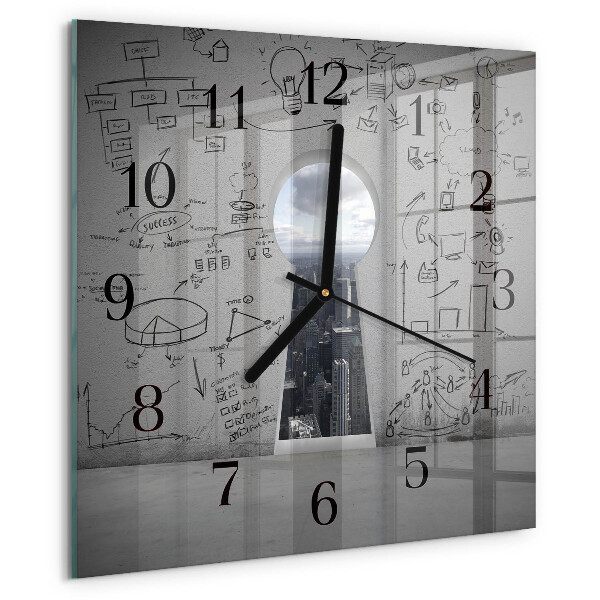 Wanduhr aus glas Schlüsselloch